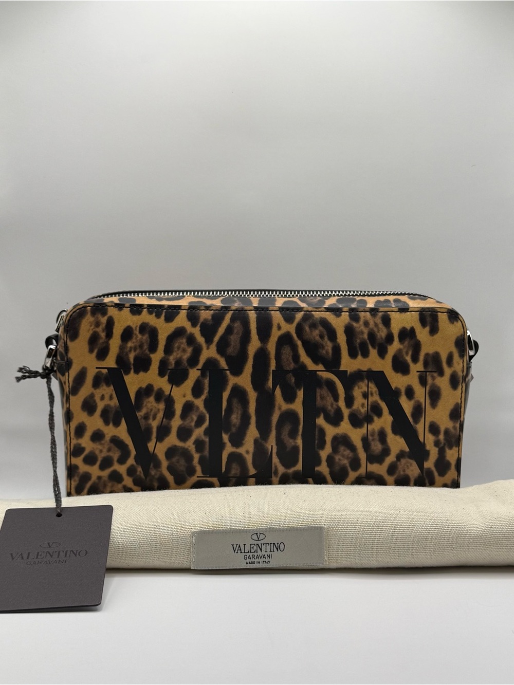 Valentino Garavani VLTN Leopard Print Calf Leather Crossbody Bag